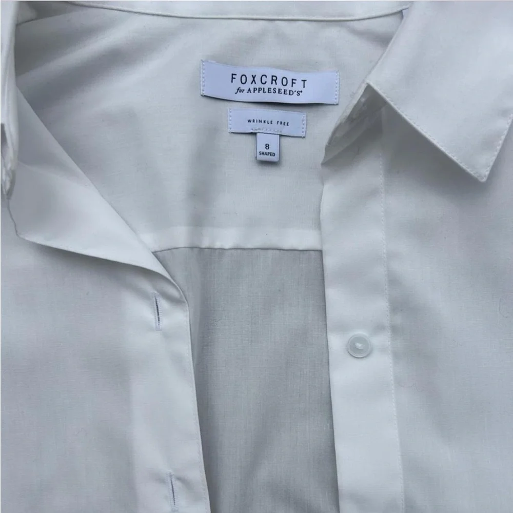 Foxcroft women’s size 8 White Casual Button Down long sleeve dress shirt - Picture 2 of 5
